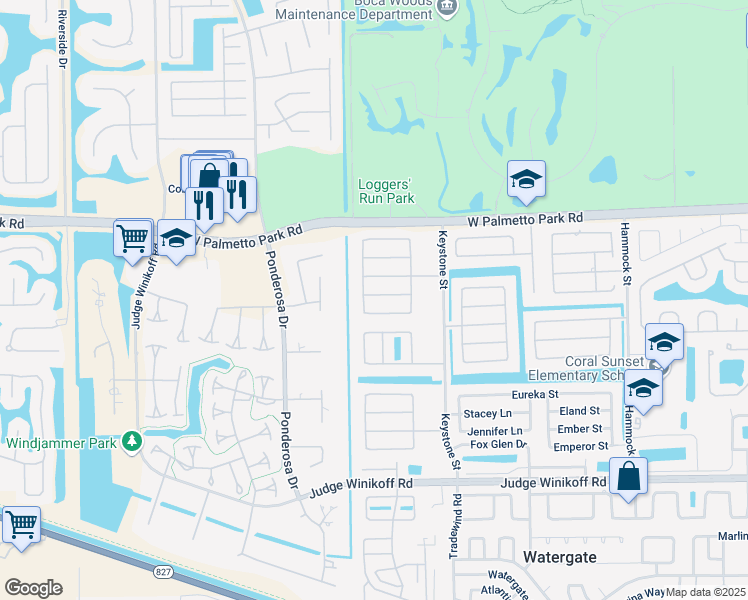 map of restaurants, bars, coffee shops, grocery stores, and more near 11184 Mohawk Street in Boca Raton