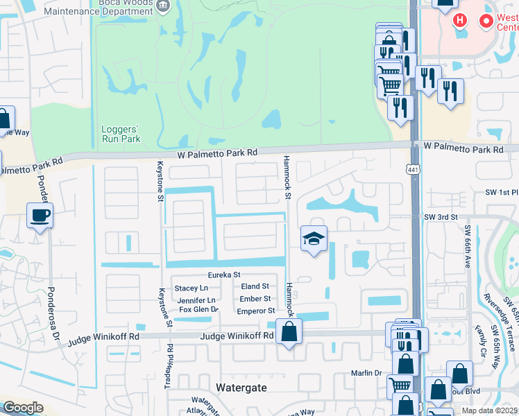 map of restaurants, bars, coffee shops, grocery stores, and more near 4584 Avalon Street in Boca Raton