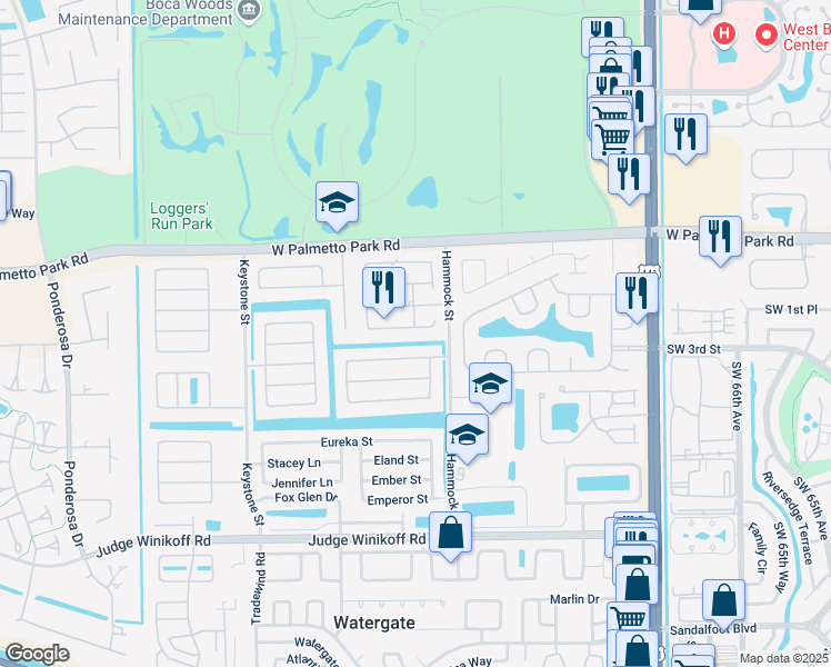 map of restaurants, bars, coffee shops, grocery stores, and more near 4584 Avalon Street in Boca Raton