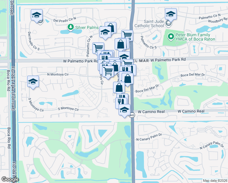 map of restaurants, bars, coffee shops, grocery stores, and more near in Boca Raton