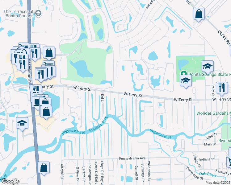 map of restaurants, bars, coffee shops, grocery stores, and more near 27021 Holly Lane in Bonita Springs