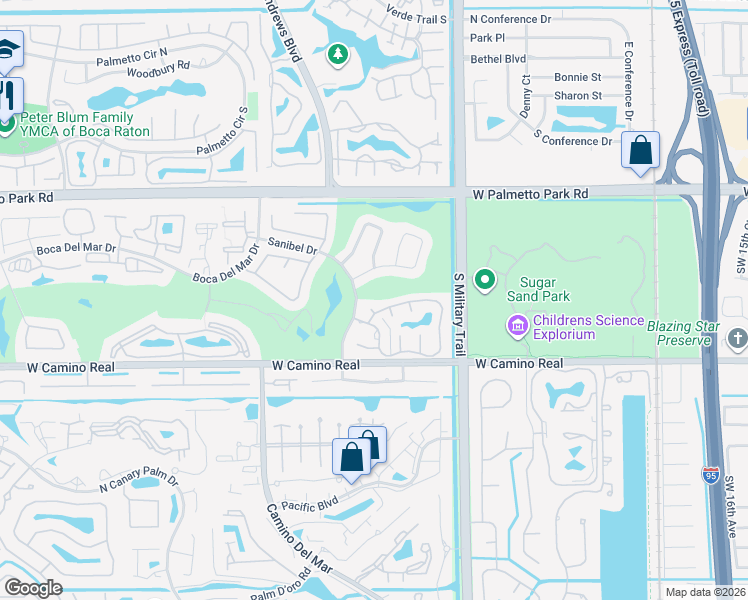 map of restaurants, bars, coffee shops, grocery stores, and more near 5721 North Cameo Drive in Boca Raton