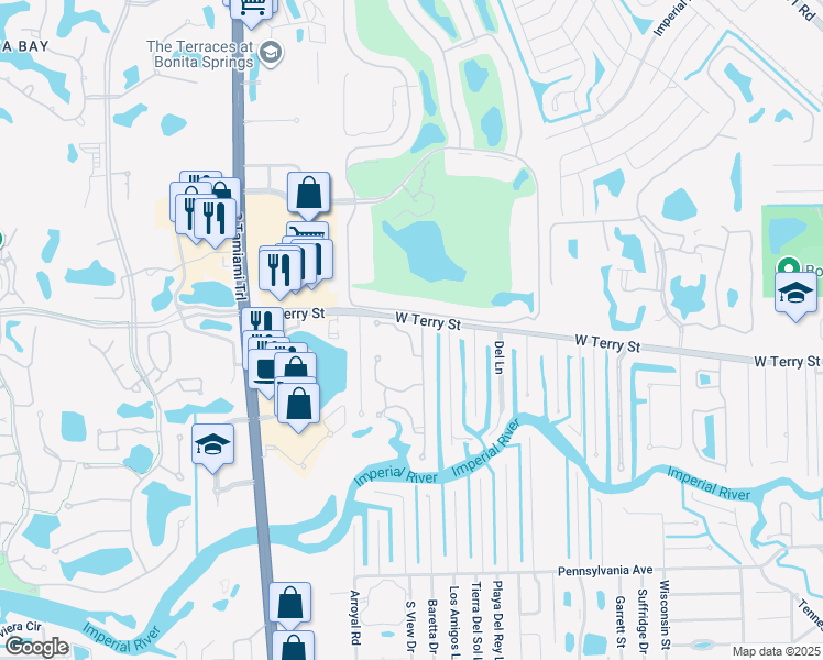 map of restaurants, bars, coffee shops, grocery stores, and more near 9180 Brendan Preserve Court in Bonita Springs