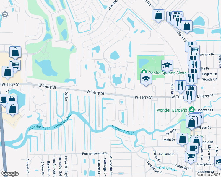 map of restaurants, bars, coffee shops, grocery stores, and more near 9751 Bonita Fairways Boulevard in Bonita Springs