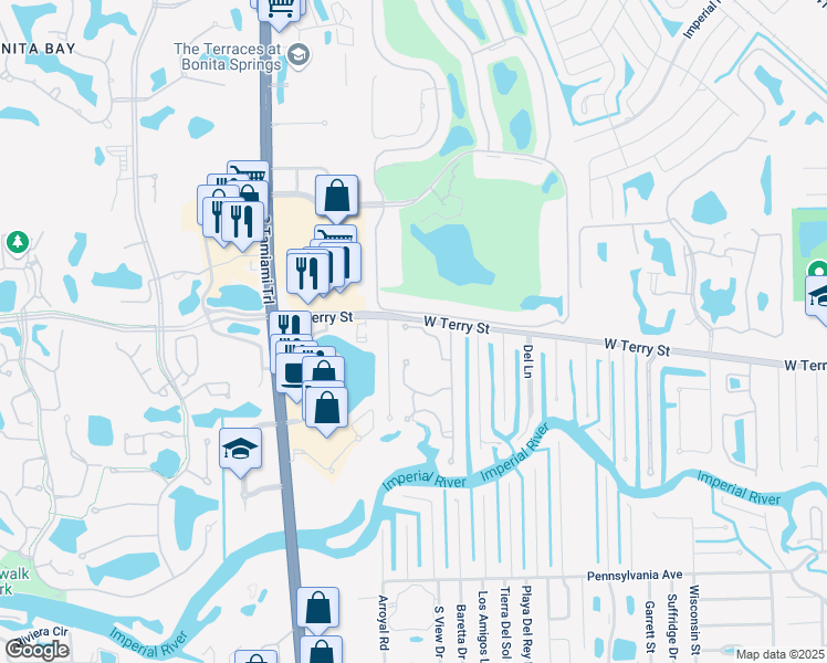 map of restaurants, bars, coffee shops, grocery stores, and more near 9124 Brendan Preserve Court in Bonita Springs