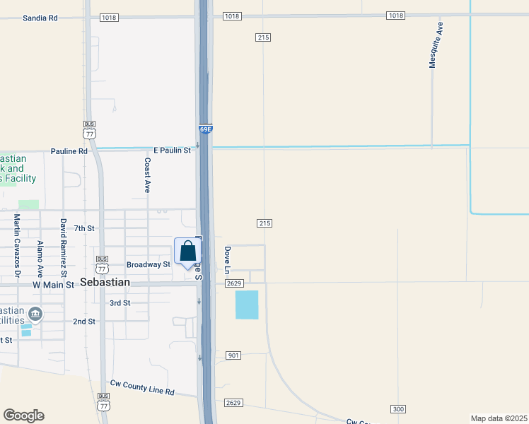map of restaurants, bars, coffee shops, grocery stores, and more near Daisy Road in Willacy County