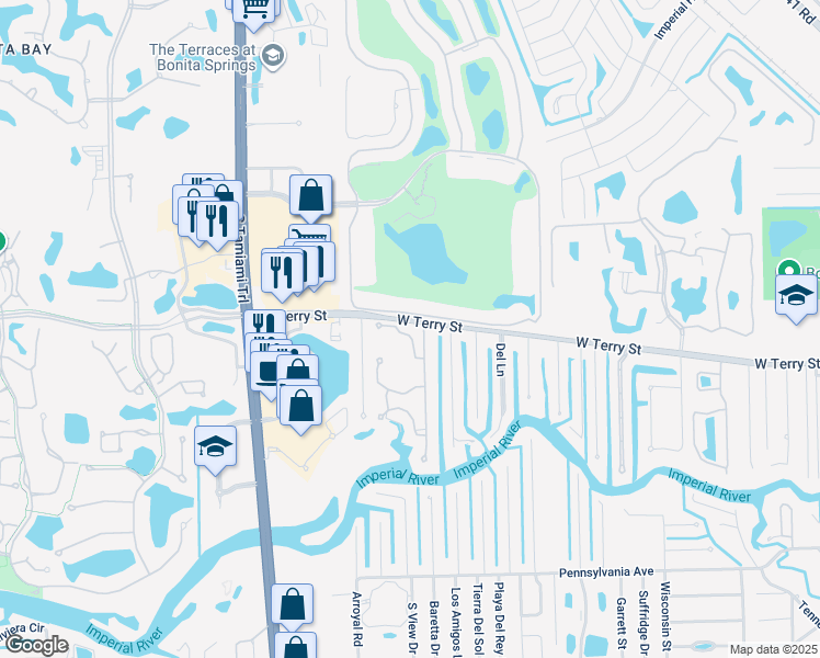 map of restaurants, bars, coffee shops, grocery stores, and more near 9143 Brendan Preserve Court in Bonita Springs