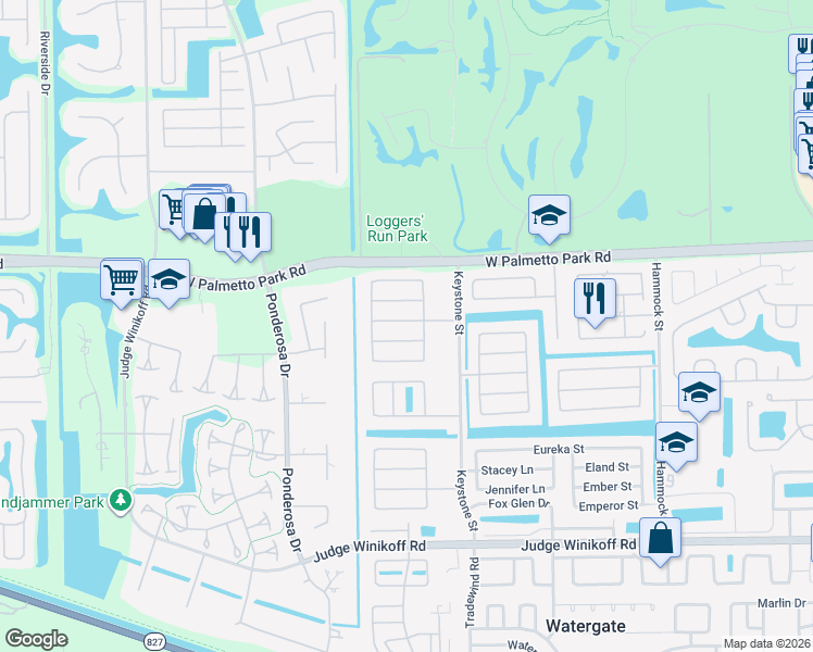 map of restaurants, bars, coffee shops, grocery stores, and more near 11156 Mandarin Street in Boca Raton