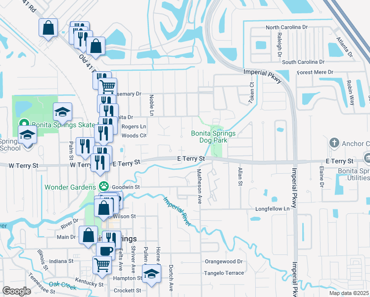map of restaurants, bars, coffee shops, grocery stores, and more near 26891 Our Court in Bonita Springs