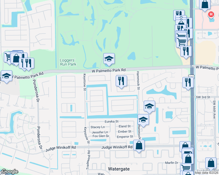 map of restaurants, bars, coffee shops, grocery stores, and more near 4784 Alfresco Street in Boca Raton