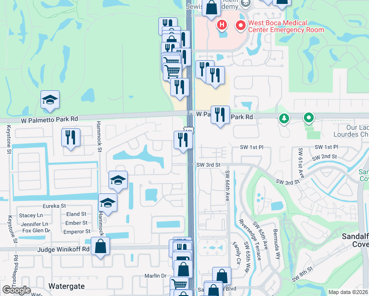map of restaurants, bars, coffee shops, grocery stores, and more near 10063 Umberland Place in Boca Raton