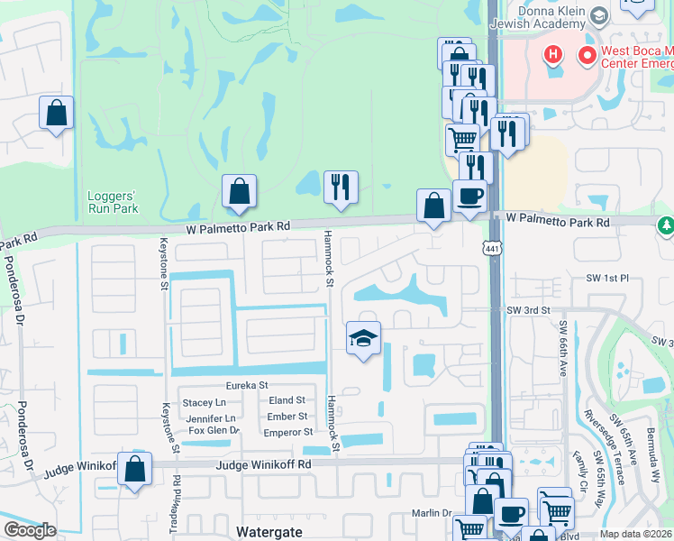map of restaurants, bars, coffee shops, grocery stores, and more near 22140 West Greenwich Court in Boca Raton