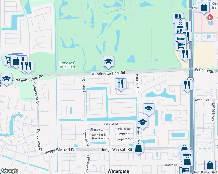 map of restaurants, bars, coffee shops, grocery stores, and more near 4784 Alfresco Street in Boca Raton