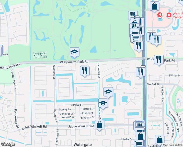 map of restaurants, bars, coffee shops, grocery stores, and more near 4538 Albedo Street in Boca Raton