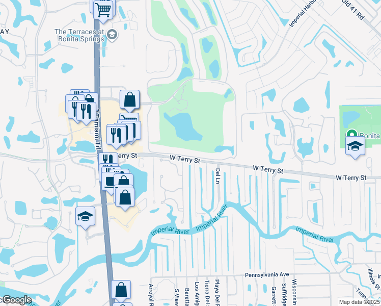 map of restaurants, bars, coffee shops, grocery stores, and more near 26871 Clarkston Drive in Bonita Springs