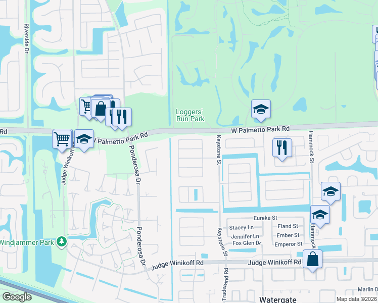 map of restaurants, bars, coffee shops, grocery stores, and more near 11156 Mandarin Street in Boca Raton