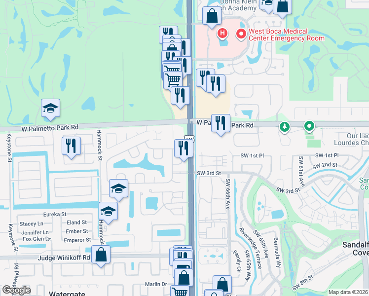 map of restaurants, bars, coffee shops, grocery stores, and more near 10081 Umberland Place in Boca Raton