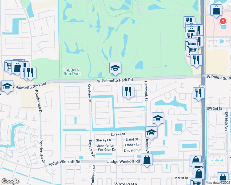 map of restaurants, bars, coffee shops, grocery stores, and more near 4784 Alfresco Street in Boca Raton