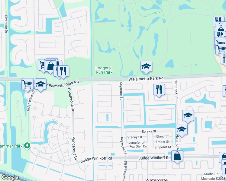 map of restaurants, bars, coffee shops, grocery stores, and more near 22078 Concha Avenue in Boca Raton