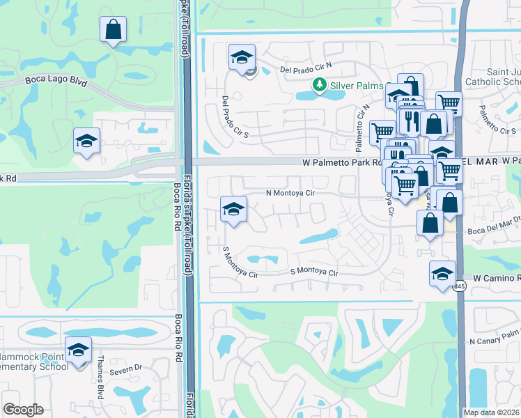 map of restaurants, bars, coffee shops, grocery stores, and more near 22188 Verbena Way in Boca Raton