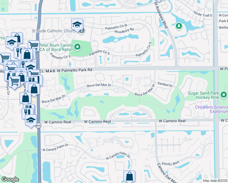 map of restaurants, bars, coffee shops, grocery stores, and more near 6620 Boca Del Mar Drive in Boca Raton