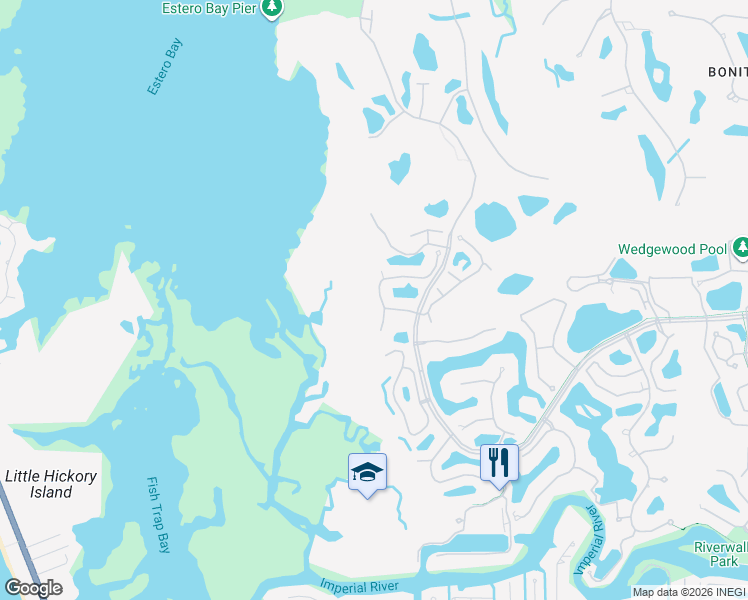 map of restaurants, bars, coffee shops, grocery stores, and more near 4700 Montego Pointe Way in Bonita Springs