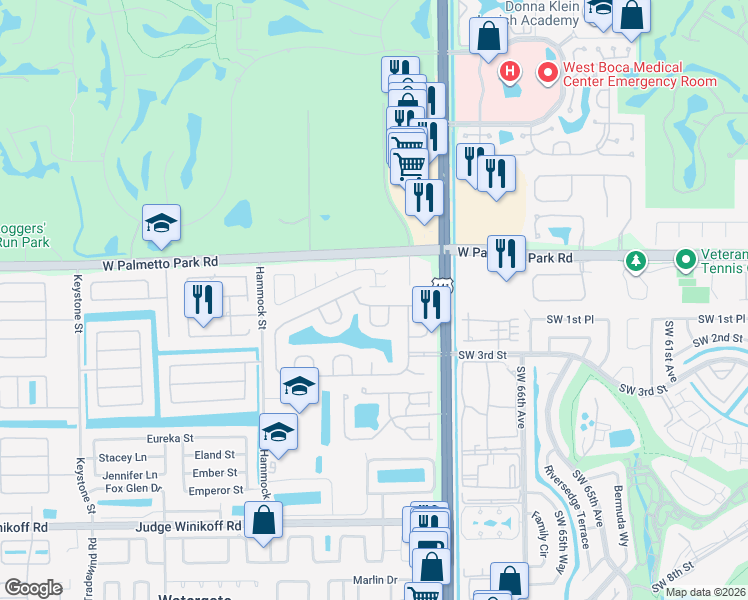 map of restaurants, bars, coffee shops, grocery stores, and more near 10147 Umberland Place in Boca Raton