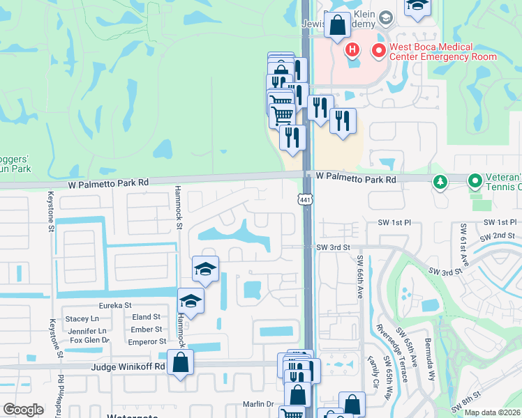 map of restaurants, bars, coffee shops, grocery stores, and more near 10147 Umberland Place in Boca Raton