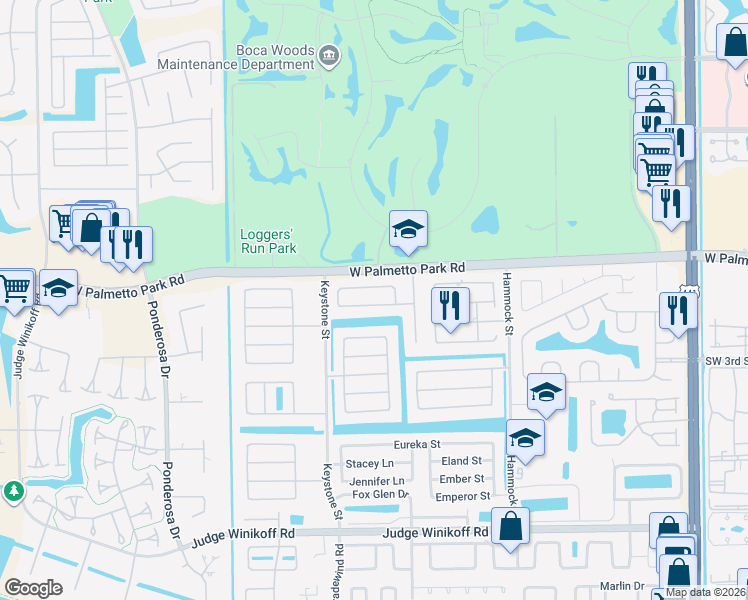 map of restaurants, bars, coffee shops, grocery stores, and more near 4885 Alfresco Street in Boca Raton
