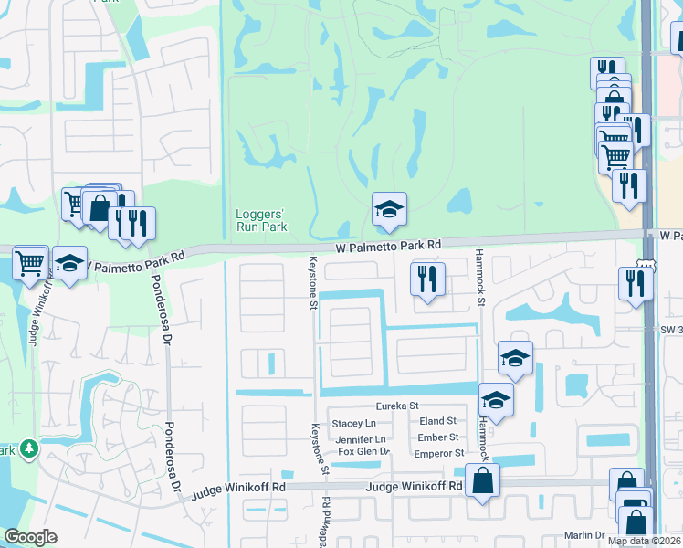 map of restaurants, bars, coffee shops, grocery stores, and more near 4927 Alfresco Street in Boca Raton