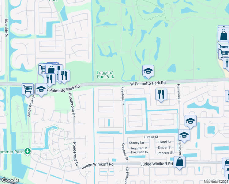 map of restaurants, bars, coffee shops, grocery stores, and more near 22078 Concha Avenue in Boca Raton