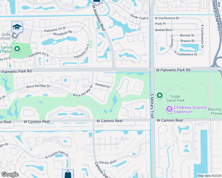map of restaurants, bars, coffee shops, grocery stores, and more near 5860 Pinebrook Drive in Boca Raton