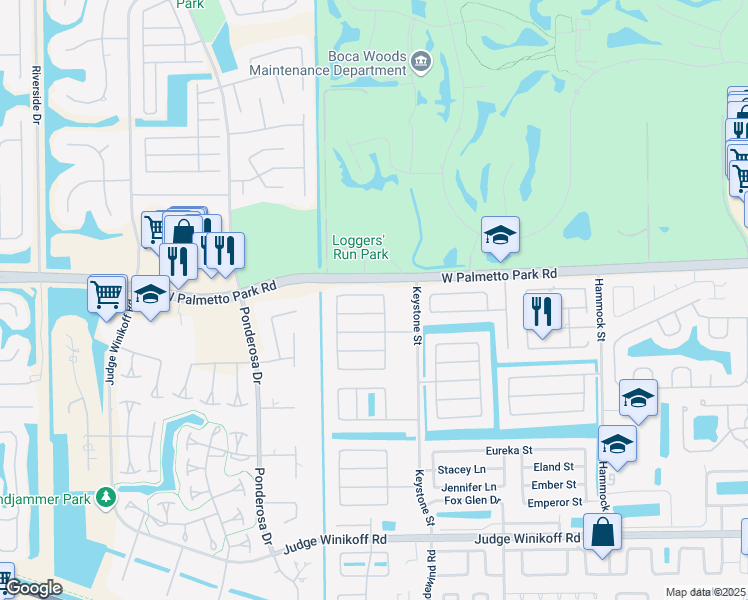 map of restaurants, bars, coffee shops, grocery stores, and more near 11156 Mandarin Street in Boca Raton
