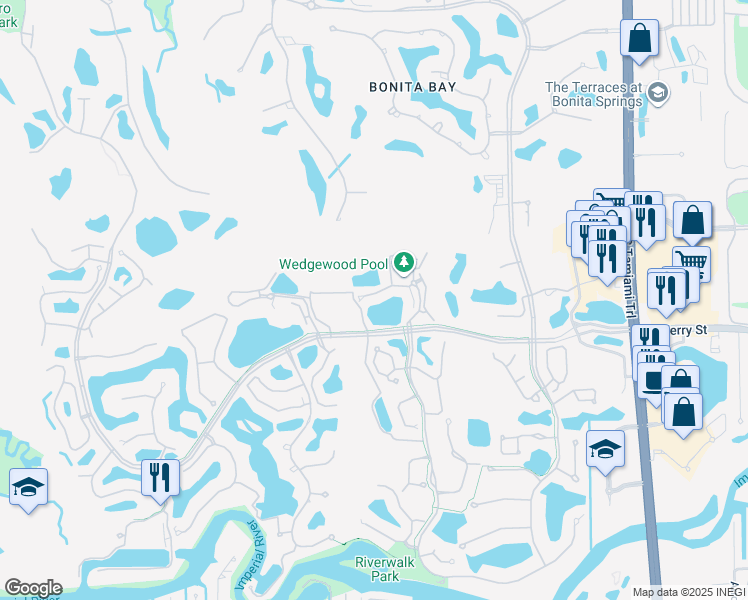 map of restaurants, bars, coffee shops, grocery stores, and more near 26881 Wedgewood Drive in Bonita Springs