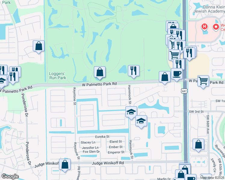 map of restaurants, bars, coffee shops, grocery stores, and more near 4675 Addison Street in Boca Raton
