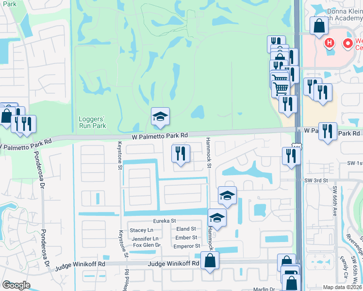 map of restaurants, bars, coffee shops, grocery stores, and more near 4675 Addison Street in Boca Raton