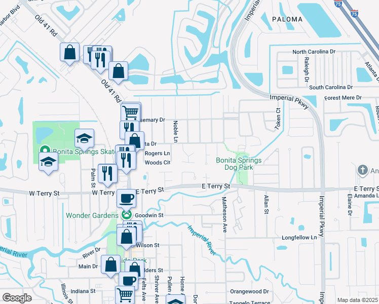 map of restaurants, bars, coffee shops, grocery stores, and more near 10840 Bonita Drive in Bonita Springs