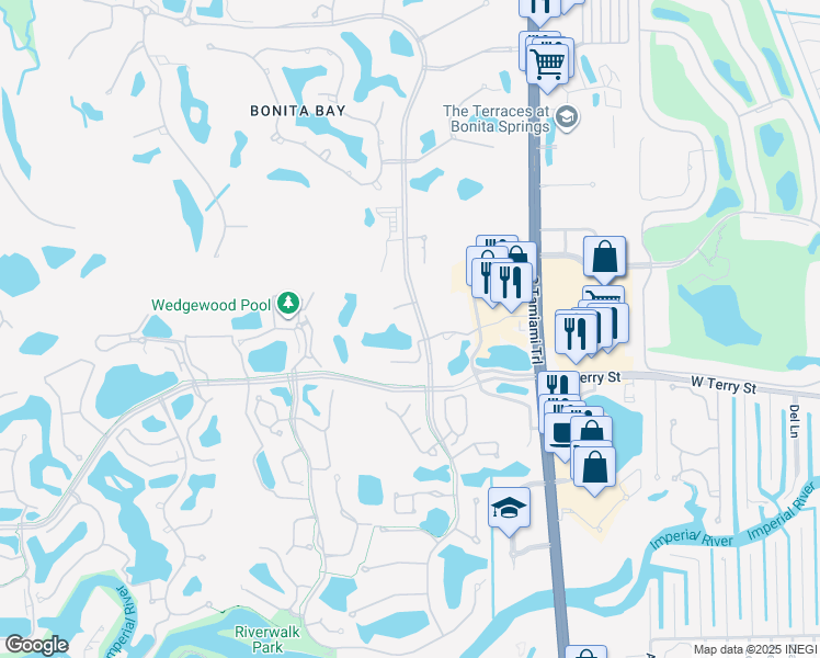 map of restaurants, bars, coffee shops, grocery stores, and more near 3661 Wild Pines Drive in Bonita Springs