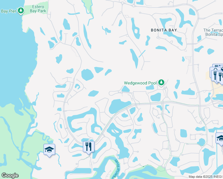 map of restaurants, bars, coffee shops, grocery stores, and more near 4130 Bayhead Drive in Bonita Springs