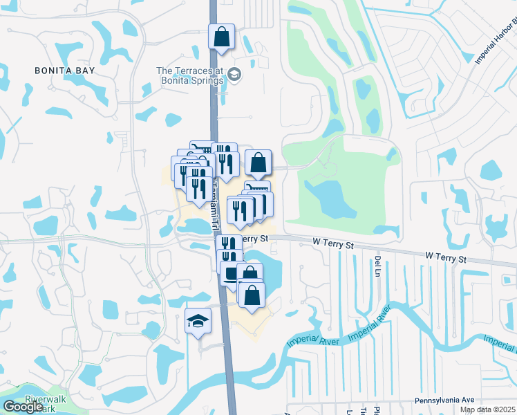 map of restaurants, bars, coffee shops, grocery stores, and more near 26831 South Tamiami Trail in Bonita Springs