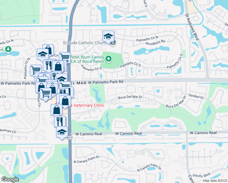 map of restaurants, bars, coffee shops, grocery stores, and more near 6619 Burning Wood Drive in Boca Raton