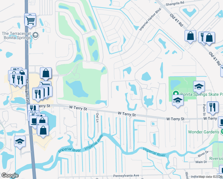 map of restaurants, bars, coffee shops, grocery stores, and more near 26651 Rosewood Pointe Drive in Bonita Springs