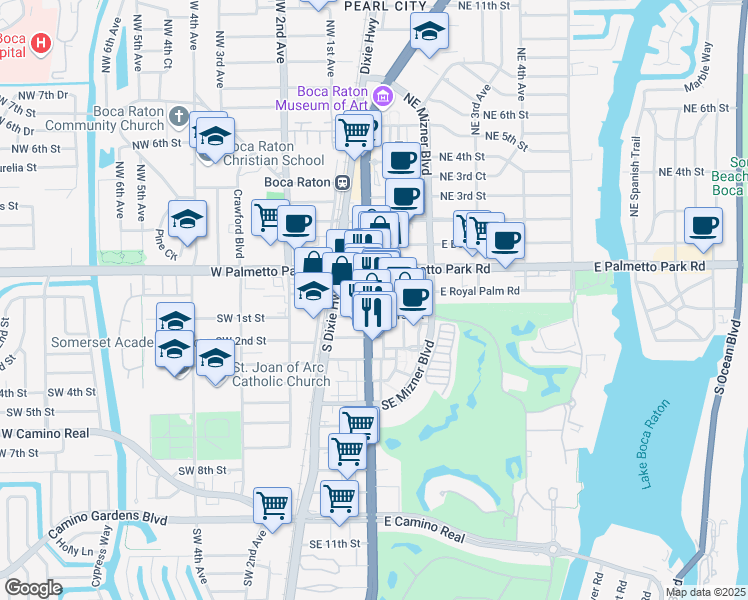 map of restaurants, bars, coffee shops, grocery stores, and more near 37 Federal Highway in Boca Raton