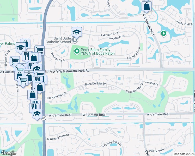 map of restaurants, bars, coffee shops, grocery stores, and more near 6494 Pumpkin Seed Circle in Boca Raton