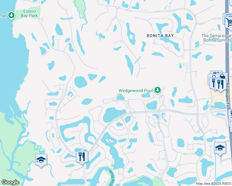 map of restaurants, bars, coffee shops, grocery stores, and more near 4120 Bayhead Drive in Bonita Springs