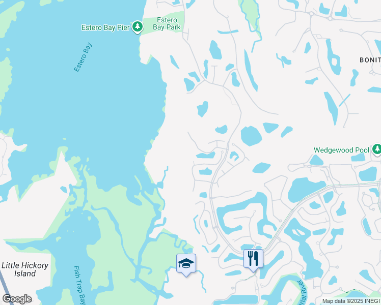 map of restaurants, bars, coffee shops, grocery stores, and more near 4801 Island Pond Court in Bonita Springs