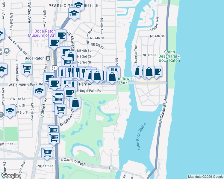 map of restaurants, bars, coffee shops, grocery stores, and more near in Boca Raton