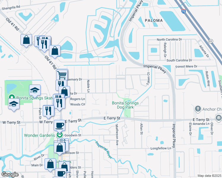 map of restaurants, bars, coffee shops, grocery stores, and more near in Bonita Springs