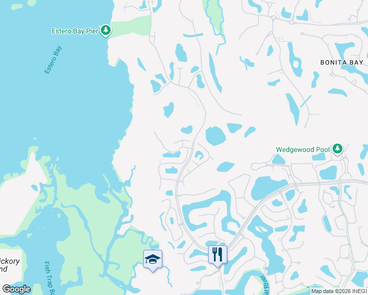 map of restaurants, bars, coffee shops, grocery stores, and more near 26681 Egrets Landing Drive in Bonita Springs