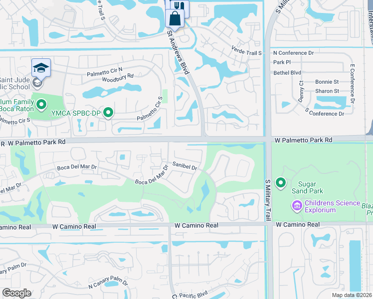 map of restaurants, bars, coffee shops, grocery stores, and more near 22006 Colony Drive in Boca Raton